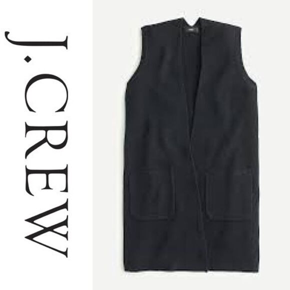 J. Crew Sweaters - J. Crew Long Knit Vest-Jacket Wool Blend Black Cardigan Preppy Classic S Pockets